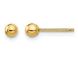 Gold Button Ball 3mm Stud Earrings in 14K Yellow Gold